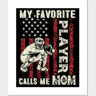 My Favorite Player Calls Me Mom US Flag Baseball Mom Gifts Mothers Day Posters and Art